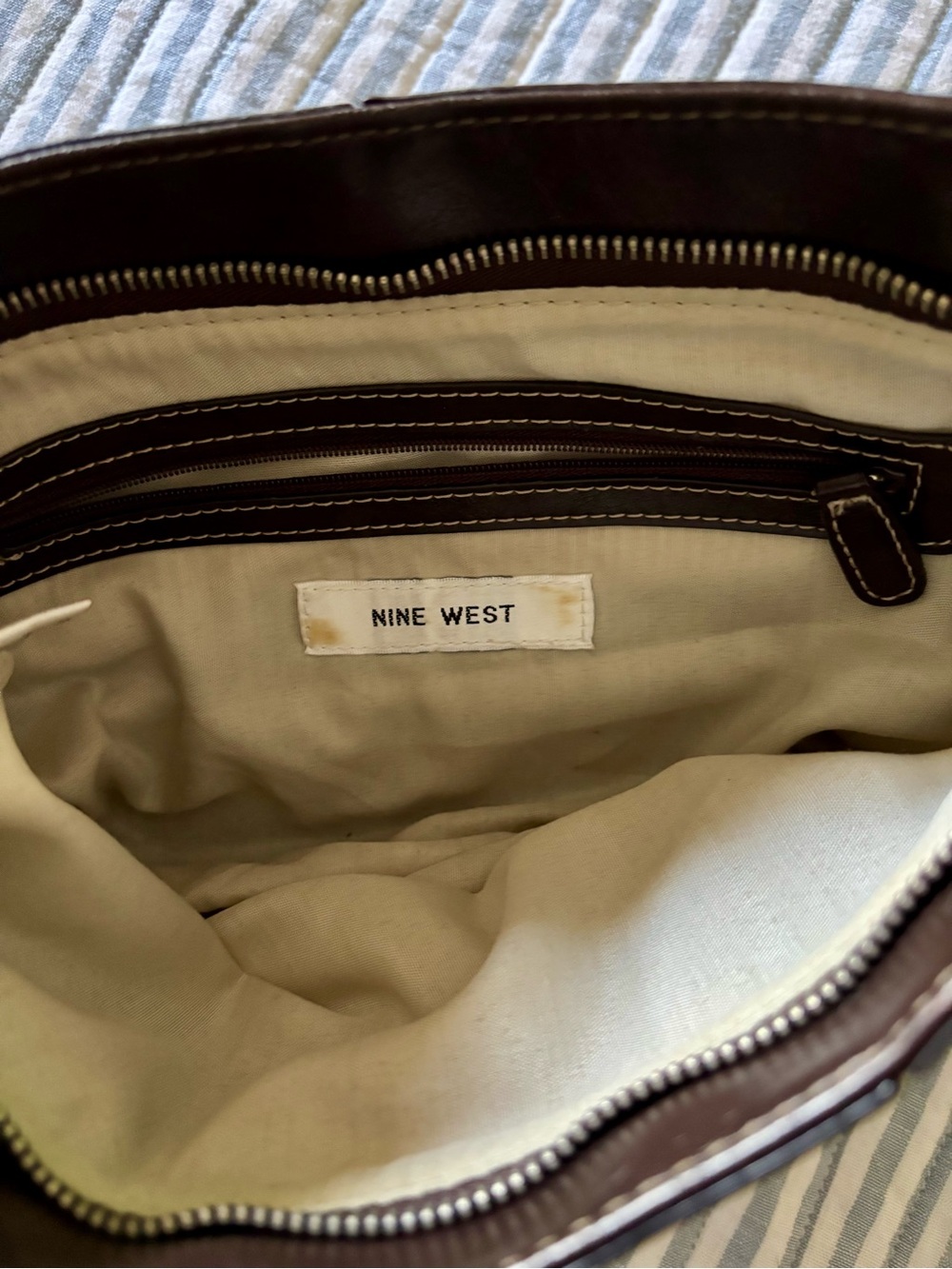 Vintage Y2K Nine West Espresso Brown Baguette Shoulder Bag Minimalist 90s - Picture 6 of 9